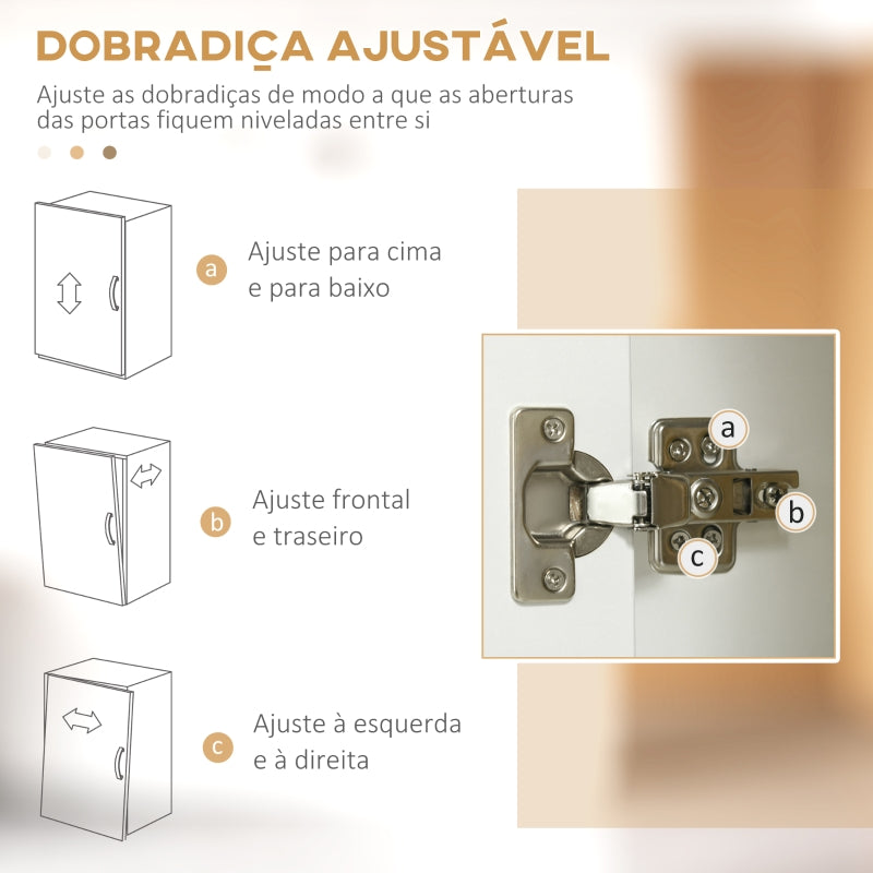 HOMCOM Armário de Cozinha com 4 Portas Bandeja Amovível Prateleira Ajustável Gaveta e Bancada para Micro-Ondas 70x40x180 cm Branco