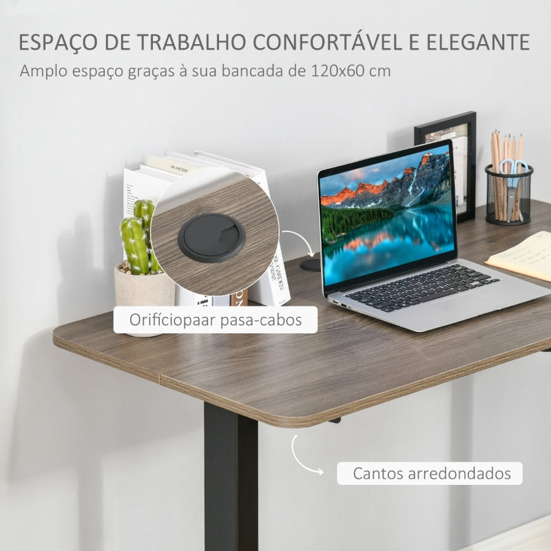 Vinsetto Secretária elétrica de pé Mesa ajustável em altura para escritório com 4 teclas de memória automática inteligente 120x60x72-116 cm moldura Preto