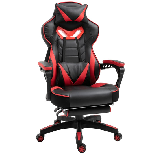 Vinsetto Cadeira de escritorio gaming ergonômica Altura Ajustável reclinável com apoio para pés Vermelho e Preto