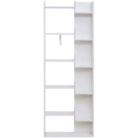 HOMCOM Estante de 6 níveis estante vertical sistema anti-tombamento de desenho moderno 60x21x162,5 cm Branco