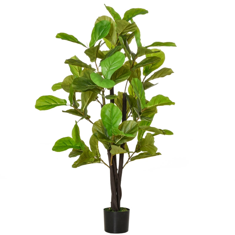 HOMCOM Planta Artificial Ficus 130 cm com 78 Folhas e Vaso