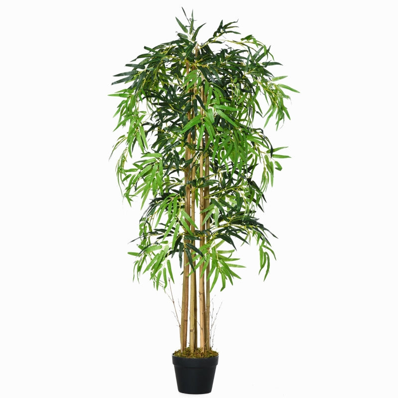 Outsunny Bambu Artificial 150cm com Vaso Decorativo Planta Sintética Realística Ø18x150 cm Verde