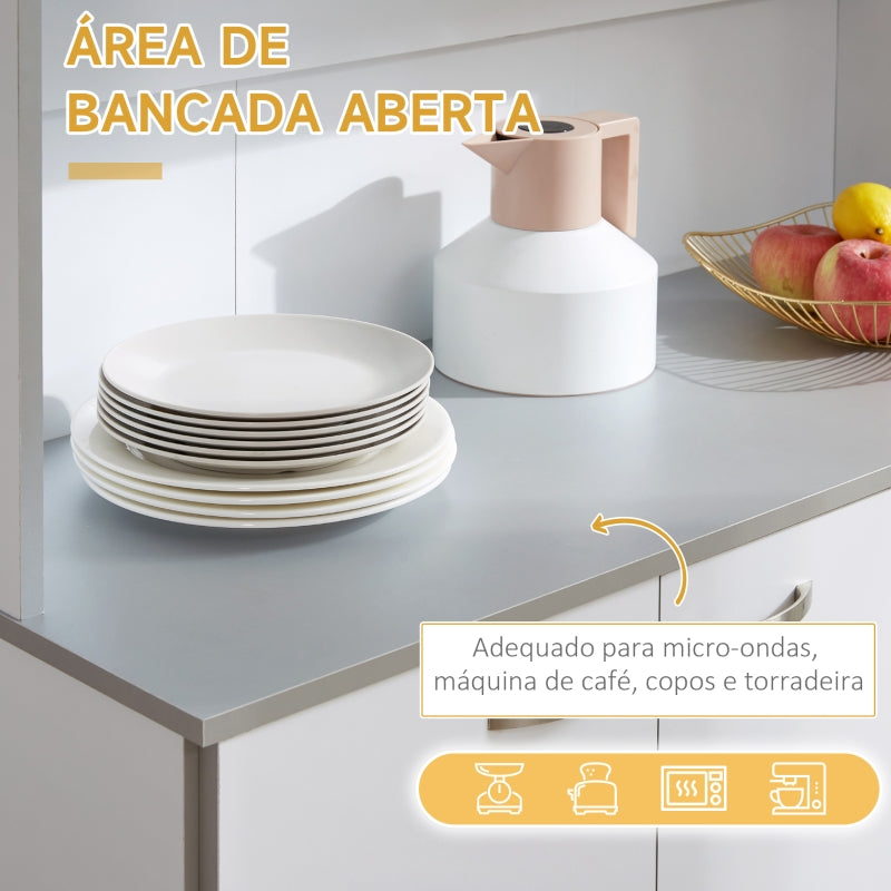 HOMCOM Armário de Cozinha com Prateleira Ajustável para Microondas 101x39x180 cm Branco