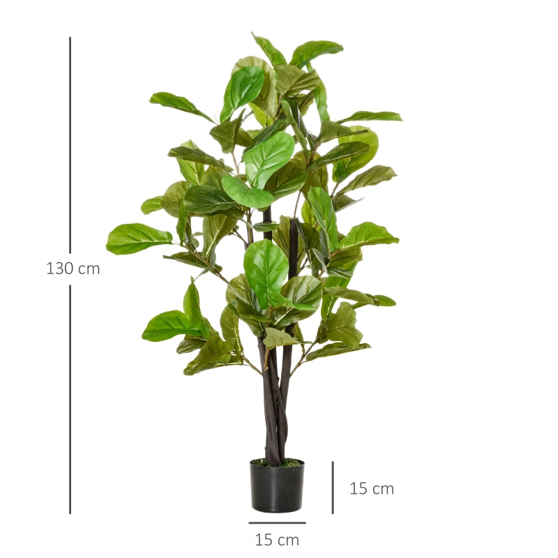 HOMCOM Planta Artificial Ficus 130 cm com 78 Folhas e Vaso