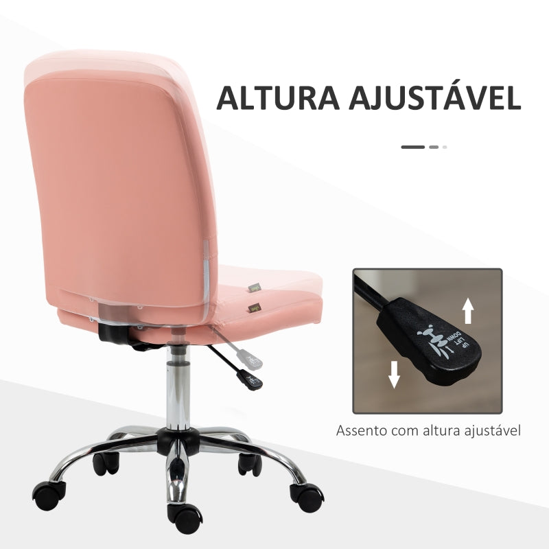 Vinsetto Cadeira de Escritório Giratória de Couro Sintético com Altura Ajustável Estilo Moderno Carga 120 kg 45x59x90-100 cm Rosa