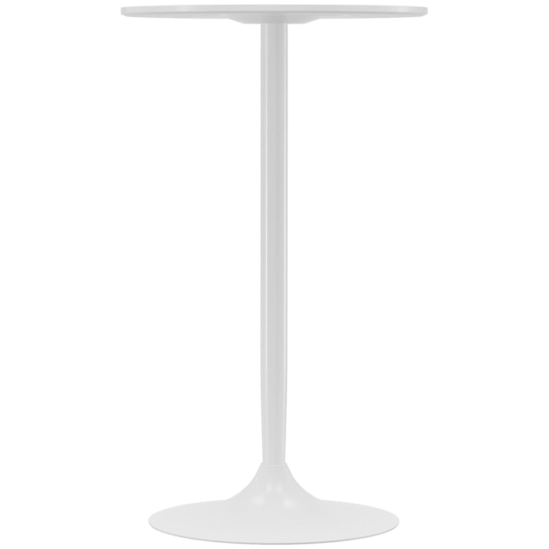 HOMCOM Mesa de Bar Redonda Mesa Alta de Cozinha Moderna com Estrutura de Aço para 2 Pessoas Ø60x102 cm branco