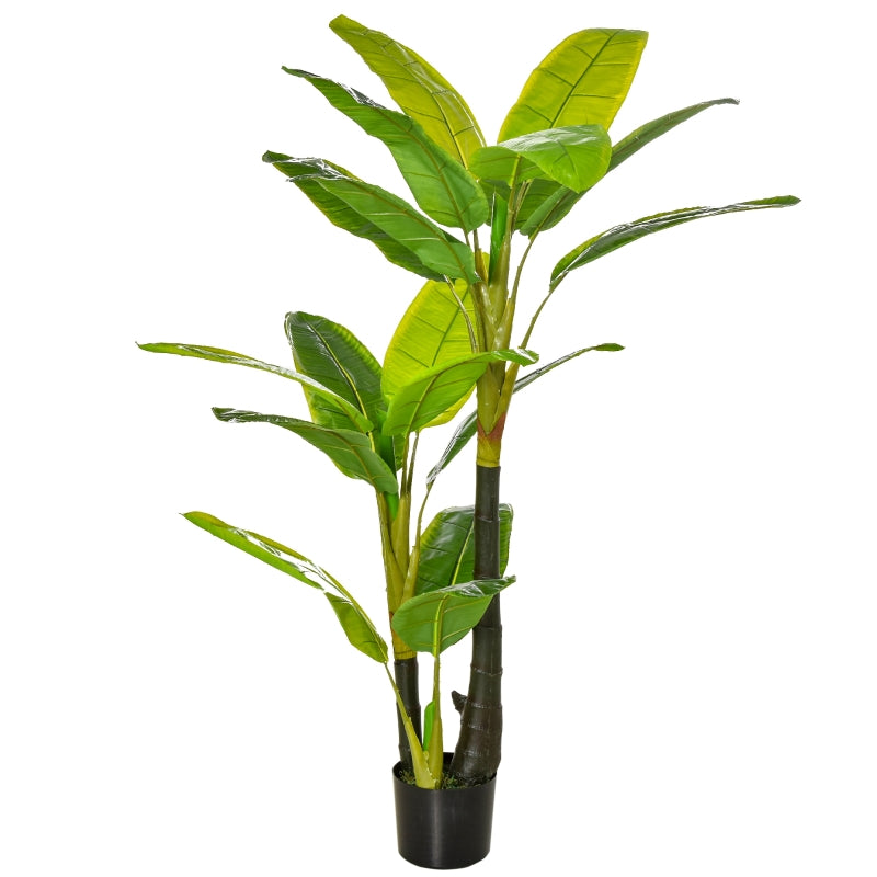 HOMCOM Bananeira Artificial 150 cm Planta Artificial com Vaso e 18 Folhas