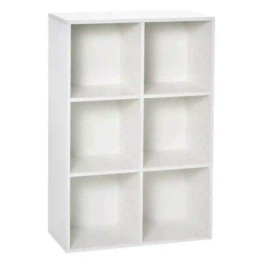 HOMCOM Estante para Livros Estante de Madeira de 3 Níveis com 6 Compartimentos de Armazenamento 65,5x30x97,5cm Branco