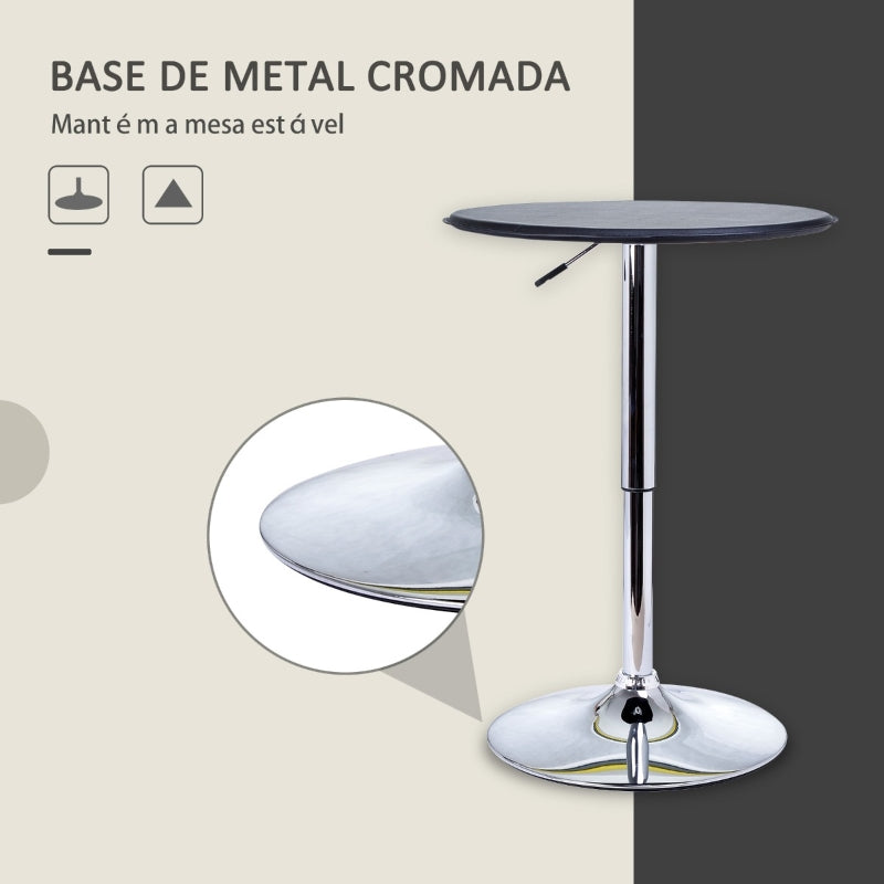 HOMCOM Mesa de Bar Redonda ajustável em altura hidráulica Pub Vinil Preto Ø63x(67-93) cm