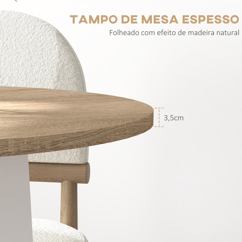 HOMCOM Mesa de Cozinha Redonda para 4 Pessoas Moderna com Tampo de Madeira Ø80x75 cm Carvalho