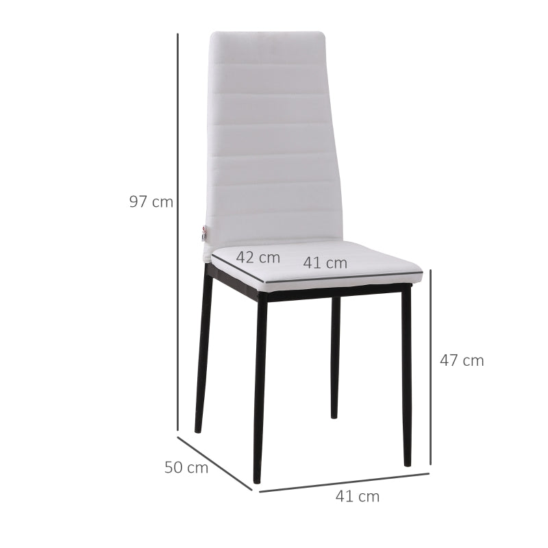 HOMCOM Conjunto de 4 Cadeiras de Sala de Jantar Estofadas em Linho e Pés de Metal Cadeiras Modernas para Cozinha Carga Máxima 120kg 41x50x97cm Branco