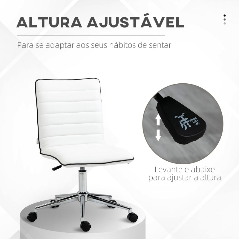 Vinsetto Cadeira de Escritório Operativa Giratória com Altura Ajustável Encosto Estofado em Couro Sintético 47x57x76,5-86,5cm Branco