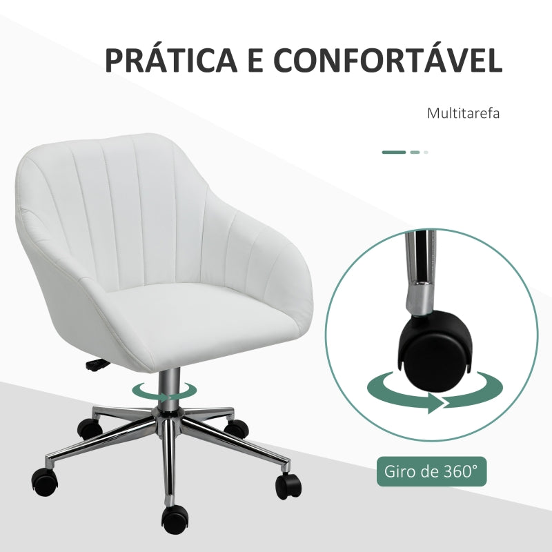 Vinsetto Cadeira de Escritório Operativa Giratória com Altura Ajustável Encosto e Apoio para os Braços 60x59x79-89cm Branco