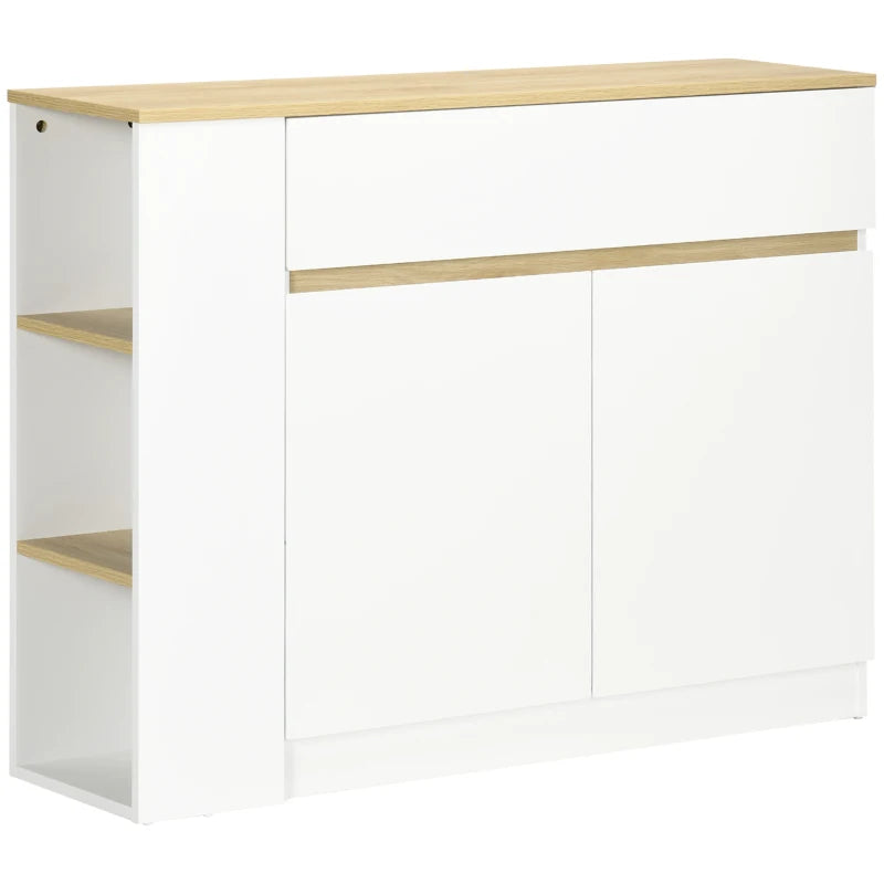 HOMCOM Aparador de Cozinha Aparador Branco com 2 Portas e 3 Prateleiras Abertas para Sala de Estar e Jantar 110x29,5x82 cm