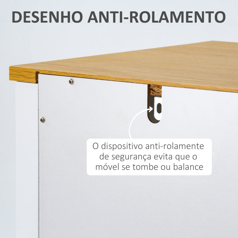 HOMCOM Aparador de Cozinha com Armário 2 Gavetas 2 Portas de Vidro e Prateleiras Ajustáveis Móvel Auxiliar de Armazenamento para Sala de Jantar Sala de Estar 120x40x90cm Branco