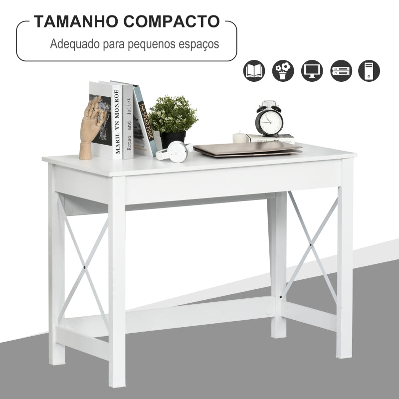 HOMCOM Mesa de escritório multifuncional moderna e minimalista 105x50x76 cm Branco