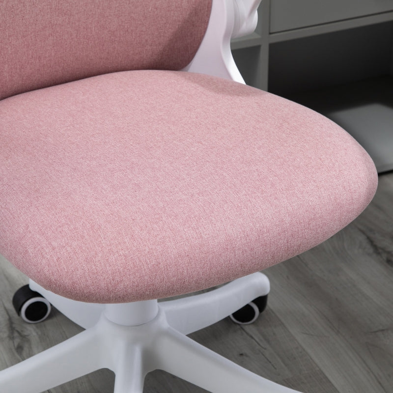 Vinsetto Cadeira de Escritório Giratória Função de Inclinação Altura Ajustável Ergonômica com Apoio de Braço Elevavel Carga 120 kg62,5x60x94-104 cm Rosa