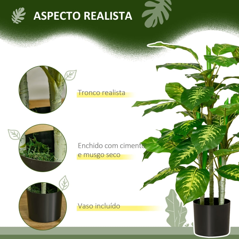 HOMCOM Planta Artificial Aglaonema Planta Sintética de 95cm