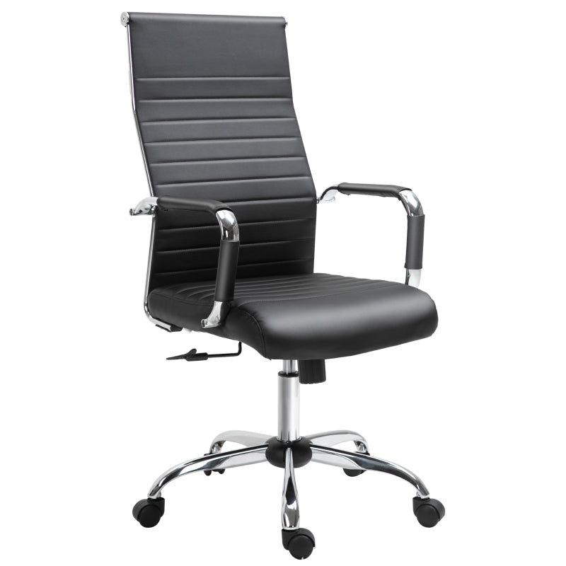 Vinsetto Cadeira de Escritório Ergonômica Giratoria 360° Inclinável com Altura Ajustável Rodas Apoio de Braços 54x62x104-114 cm Preto