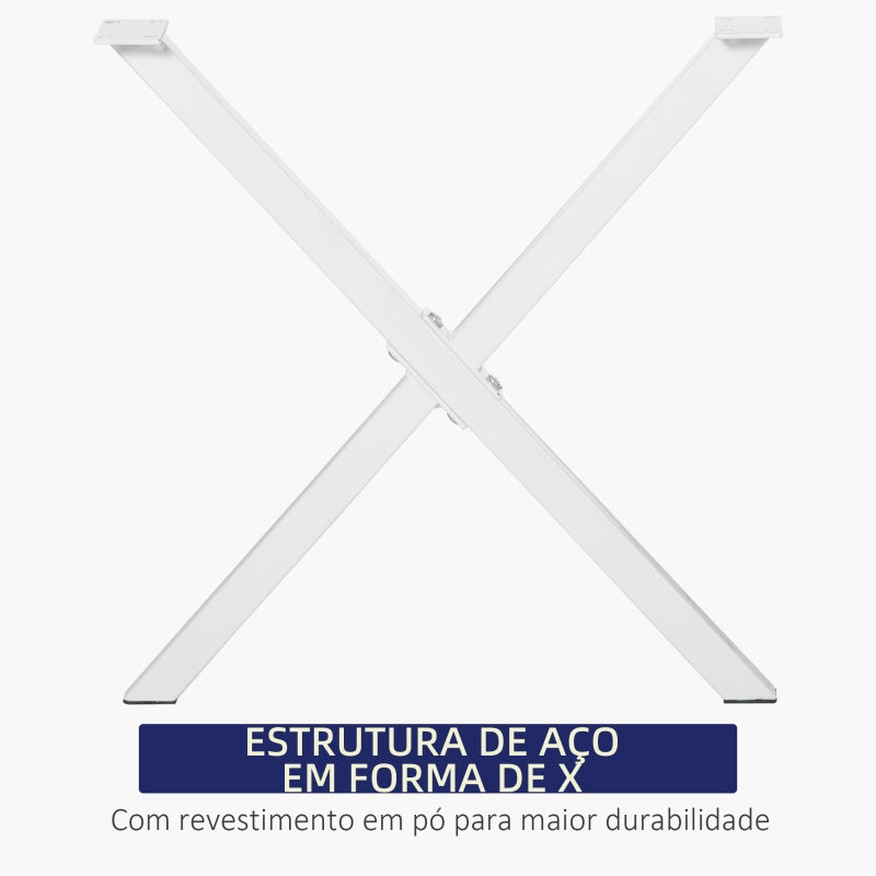 HOMCOM Conjunto de 2 Pés para Mesa Estilo Industrial 40x43cm em Forma de X Pés para Móveis de Aço com Protetores e Parafusos de Montagem Incluídos Branco