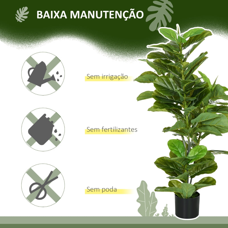 HOMCOM Planta Artificial Ficus 110 cm Planta Artificial com 90 Folhas Musgo e Vaso Planta Artificial Decorativa para Interior e Exterior Verde