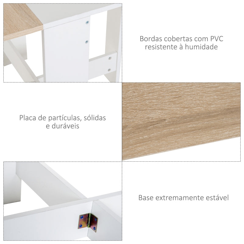 HOMCOM Mesa Dobrável Cozinha Sala de estar Mesa de apoio com 2 Abas Rebatíveis Economiza Espaço 103x76x73,5 cm Madeira