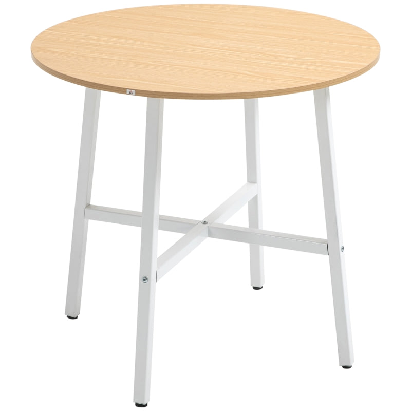 HOMCOM Mesa de Sala de Jantar Redonda para 4 Pessoas Ø80x76 cm