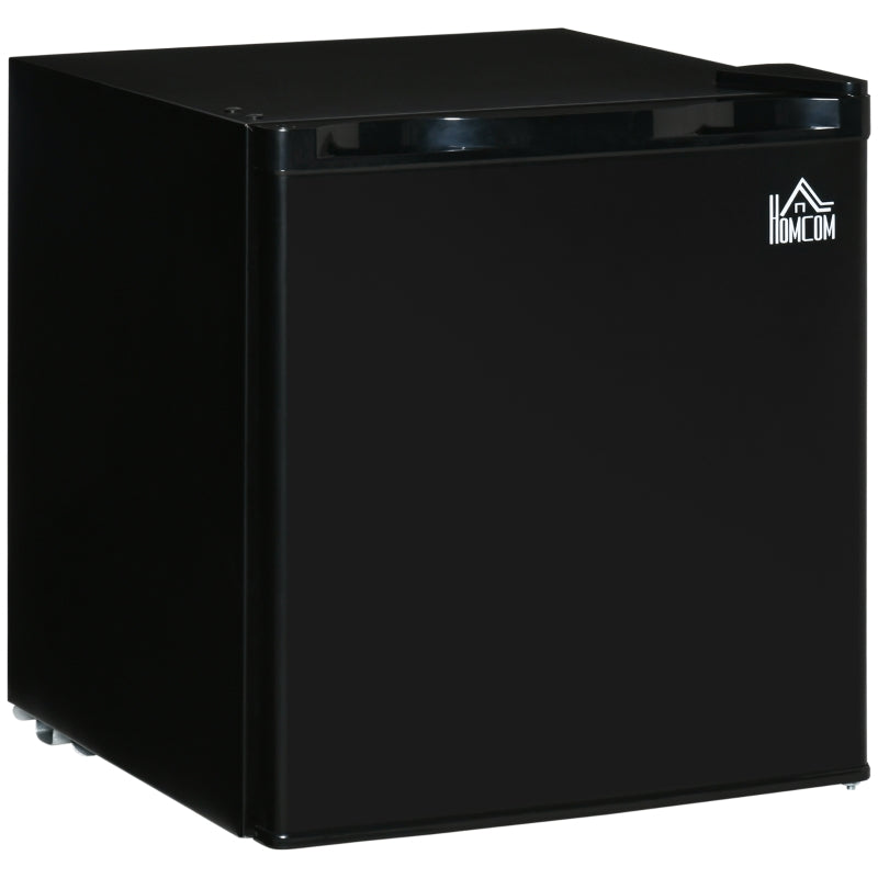 HOMCOM Frigorífico Elétrico Pequeno 46L de Capacidade Frigorífico com Prateleira Ajustável Compartimento Congelador e Porta Reversível Baixo Consumo 44,5x46,5x49,8cm Preto