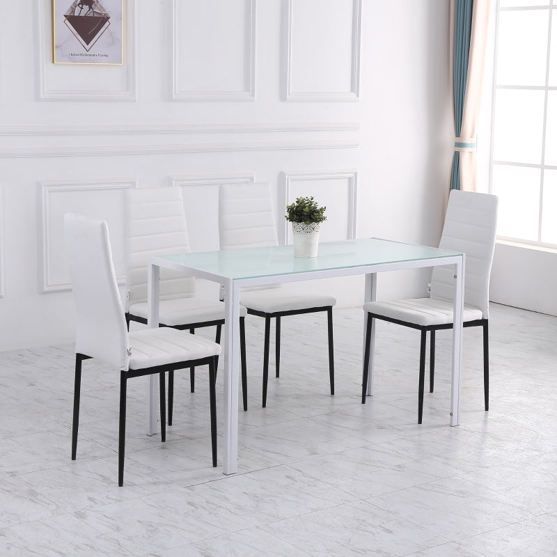 HOMCOM Mesa Sala de Jantar de Cristal Mesa Retangular para 4-6 pessoas 120x60x75cm Branco