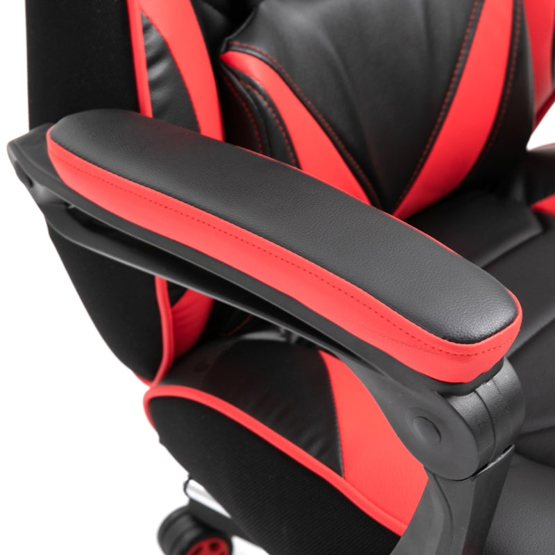 Vinsetto Cadeira de escritorio gaming ergonômica Altura Ajustável reclinável com apoio para pés Vermelho e Preto