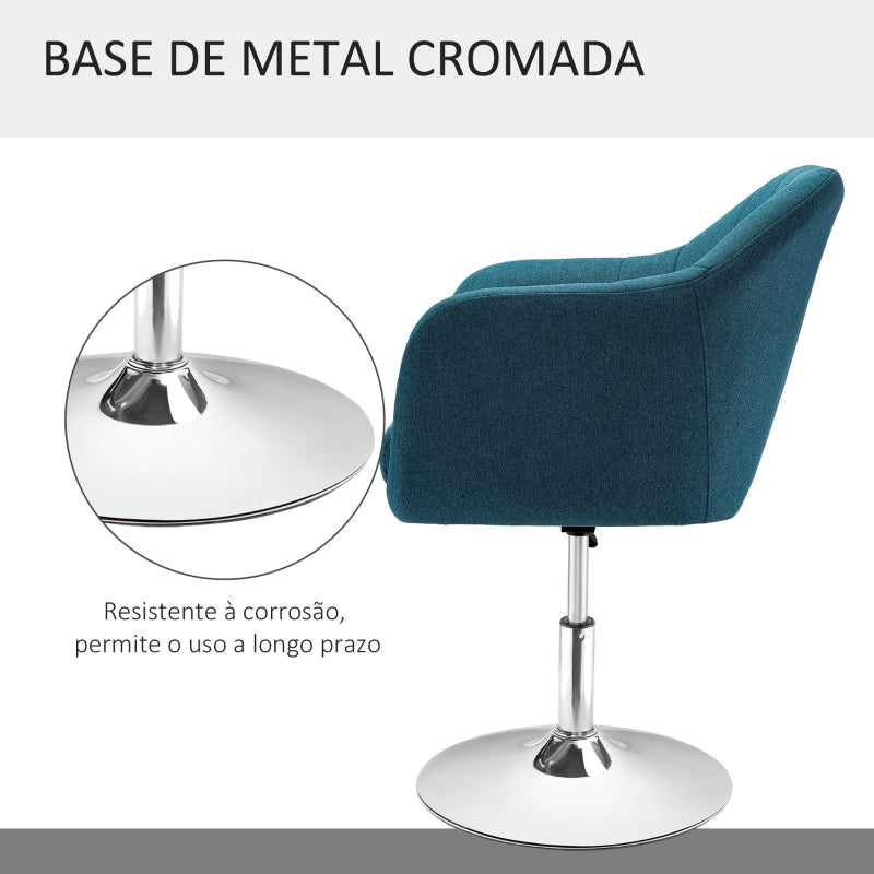 HOMCOM Cadeira de Escritório Operativa Giratória 360°com Altura Ajustável Apoio para os Braços e Almofada 60x60x79-91cm Azul