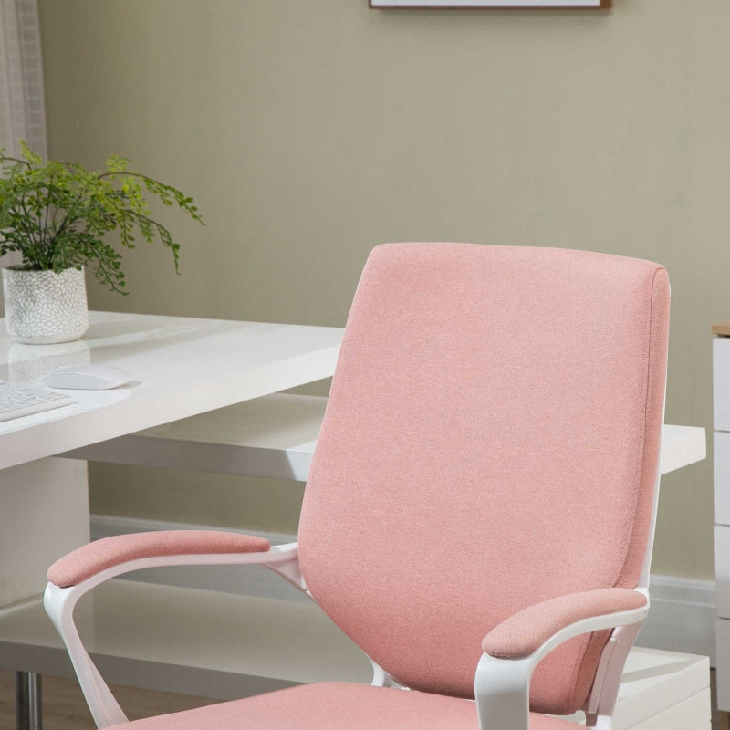 Vinsetto Cadeira de Escritório Ergonómica Giratória e com Altura Ajustável e Suporte Lombar 62x69x92-100 cm Rosa