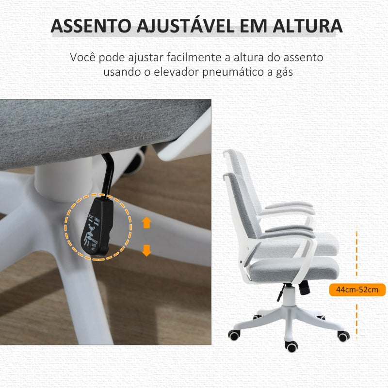 Vinsetto Cadeira de escritório giratória ergonômica com altura ajustável apoio de braço acolchoado e apoio lombar máx. 120 kg 62x69x92-102 cm Cinza