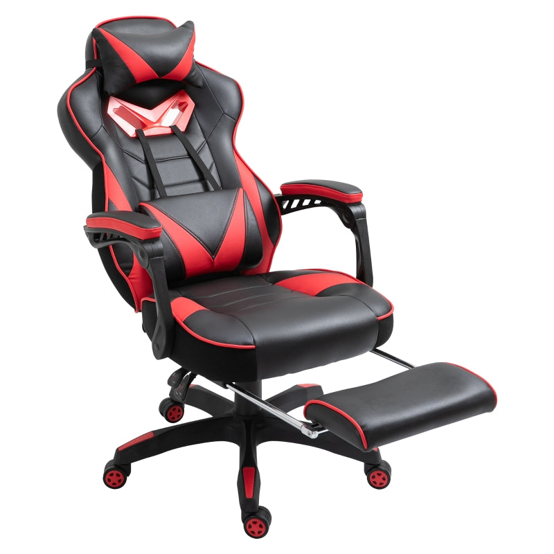 Vinsetto Cadeira de escritorio gaming ergonômica Altura Ajustável reclinável com apoio para pés Vermelho e Preto