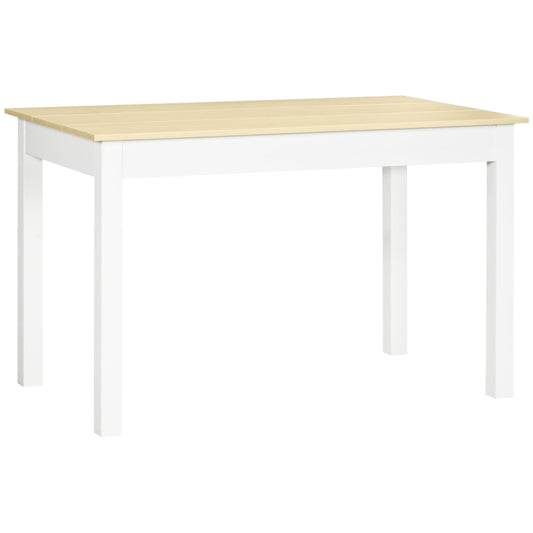 HOMCOM Mesa de Sala de Jantar de Madeira Retangular para 4-6 Pessoas 119x70x76 cm Carvalho e Branco