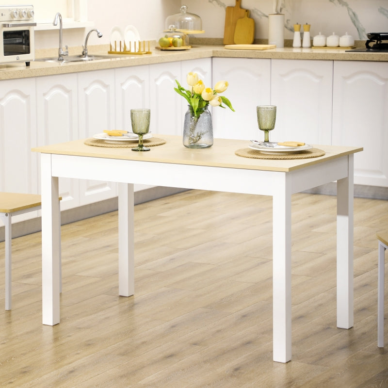 HOMCOM Mesa de Sala de Jantar de Madeira Retangular para 4-6 Pessoas 119x70x76 cm Carvalho e Branco