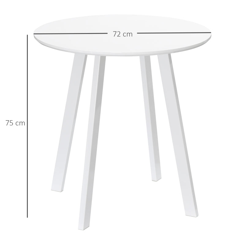 HOMCOM Mesa de Cozinha Moderna para 2 Pessoas Redonda  80kg Ø72x75cm Branco