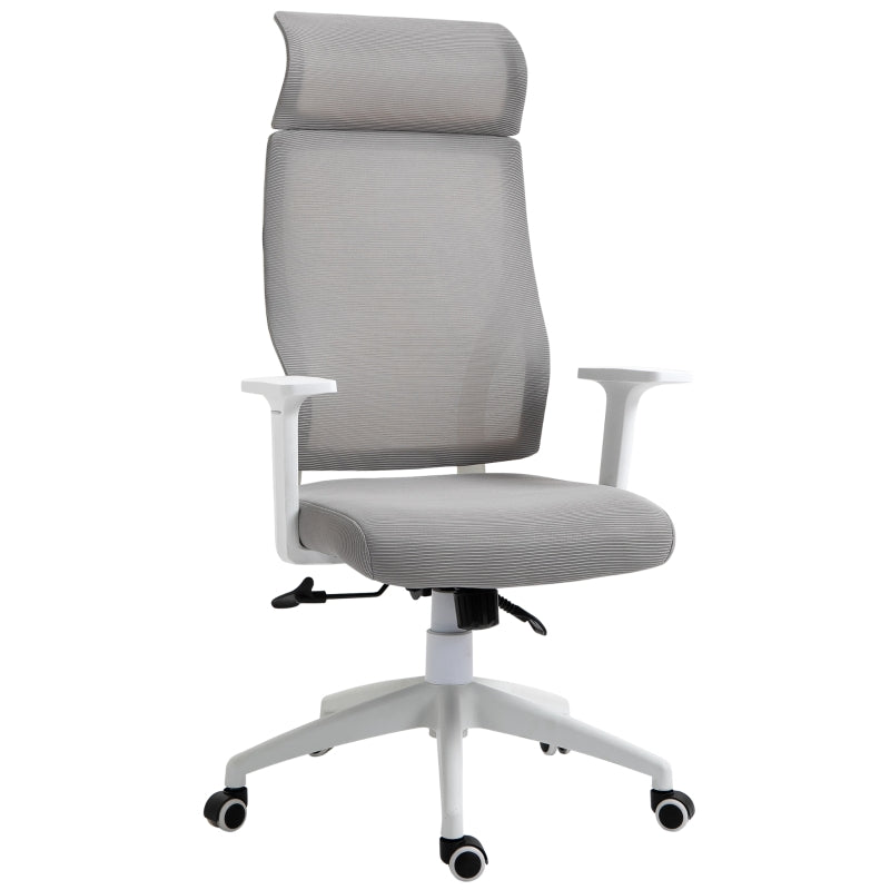 Vinsetto Cadeira ergonômica giratória altura ajustável e reclinável até 120º posição de bloqueio 64x61x120,9-128,9 cm Cinza