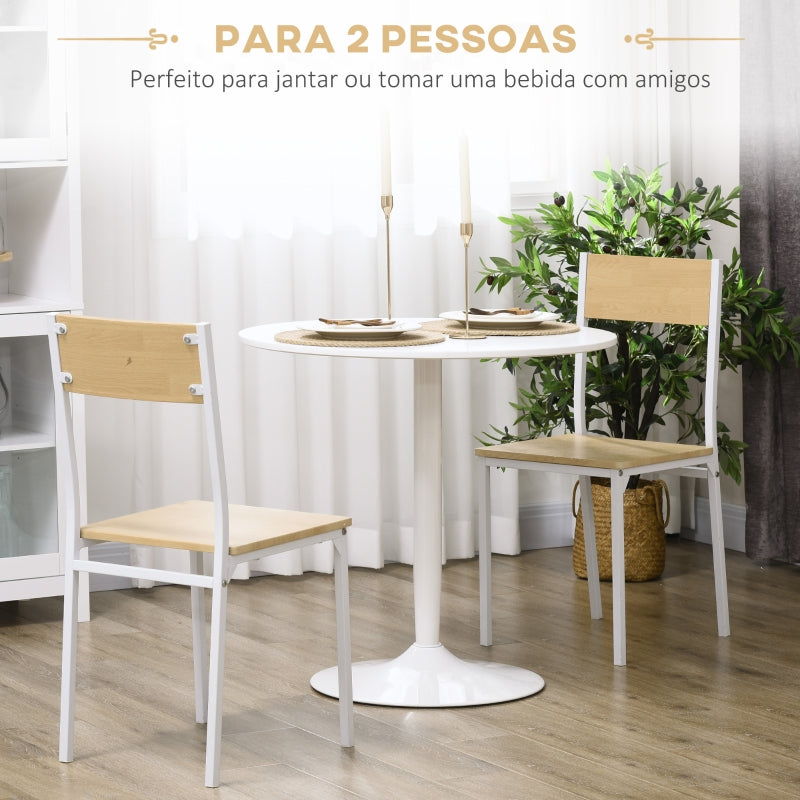 HOMCOM Mesa de Cozinha Redonda Mesa de Jantar Moderna Ø80x75 cm Branco