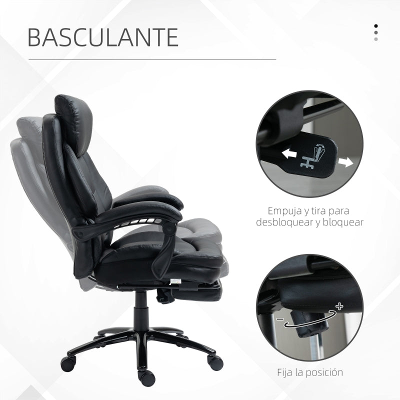 Vinsetto Cadeira de Escritório Ergonómica Cadeira de Escritório com Altura Ajustável com Encosto Inclinável em até 130° Função Basculante e Apoio para os Pés Retrátil Aço 73x66x112-118cm Preto