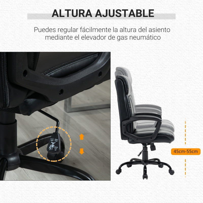 Vinsetto Cadeira de Escritório Giratória Ergonómica com Altura Ajustável Apoio para os Braços Alto Acolchoado de Couro Sintético 67x69x107-117cm Preto