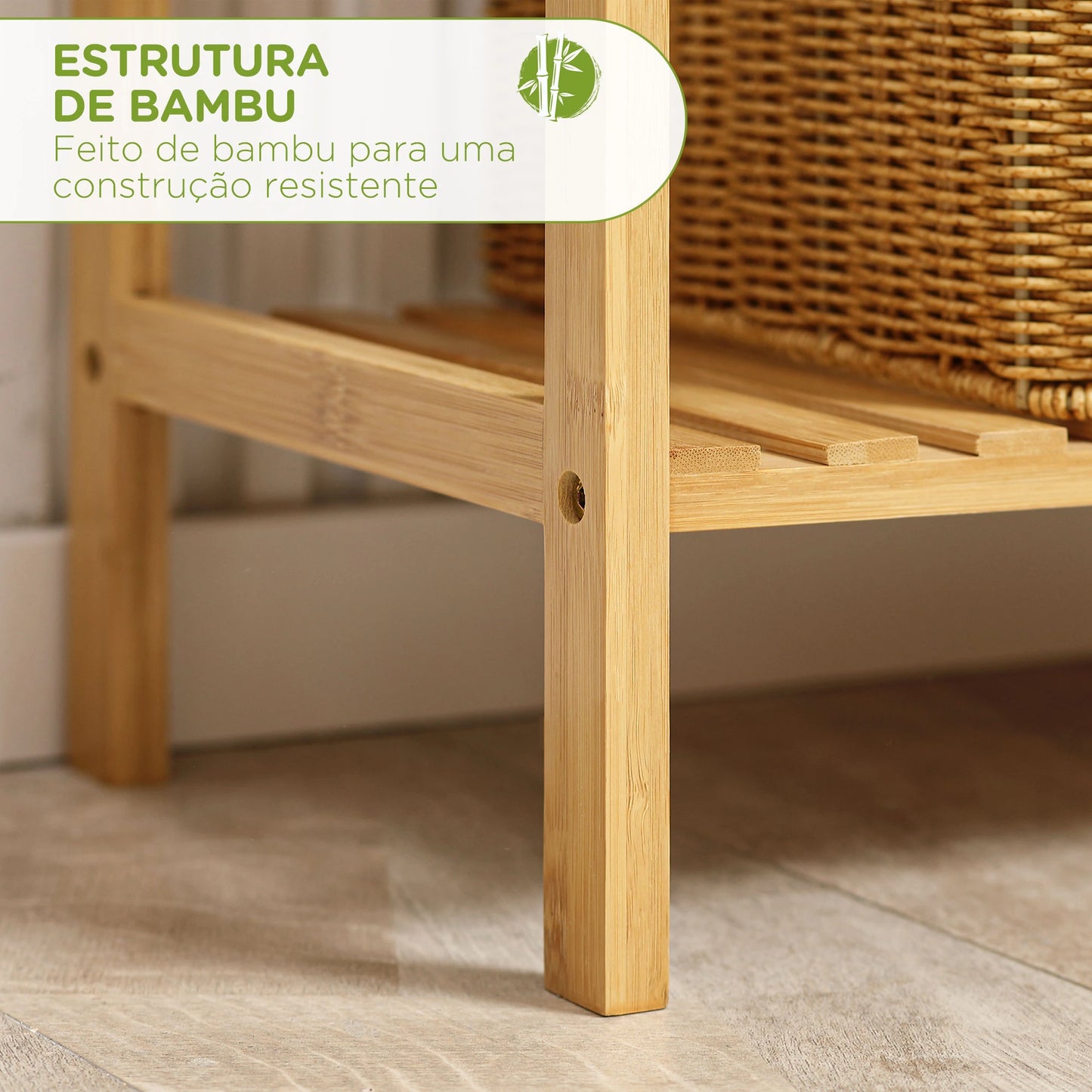 HOMCOM Estante de Bambu de 4 Níveis Estante Moderna de Armazenamento Anti-Tombo 60x26x130cm Madeira