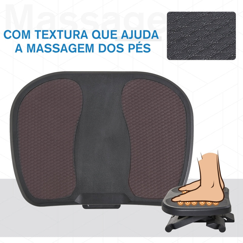 HOMCOM Apoio para os pés Altura Ajustável Massagem Alta Segurança Preto