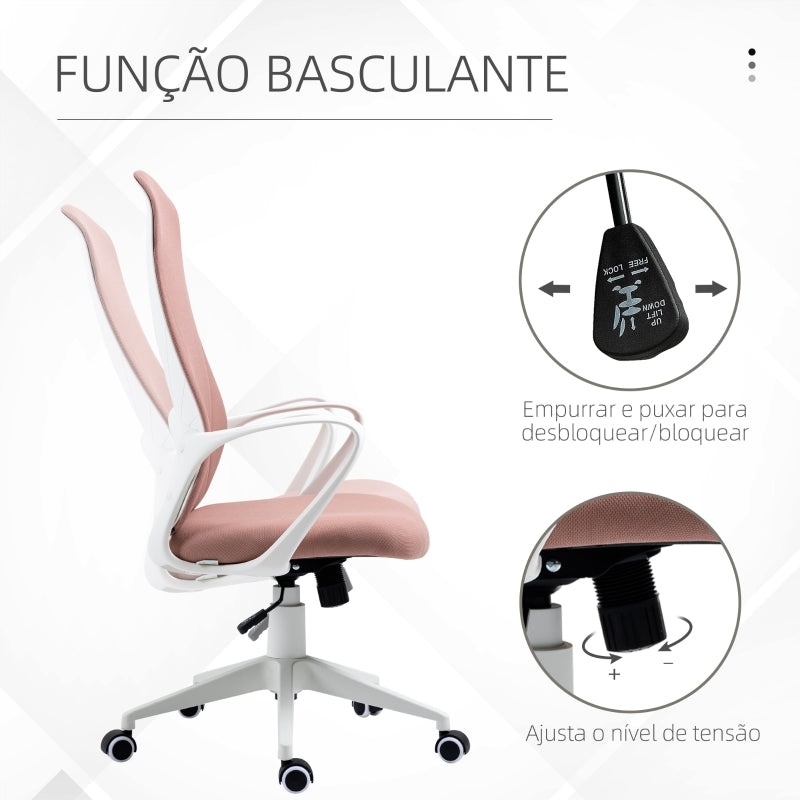 Vinsetto Cadeira de Escritório Ergonómica com Altura Ajustável Função de Inclinação e Encosto Alto 62x56x110-119,5 cm Rosa