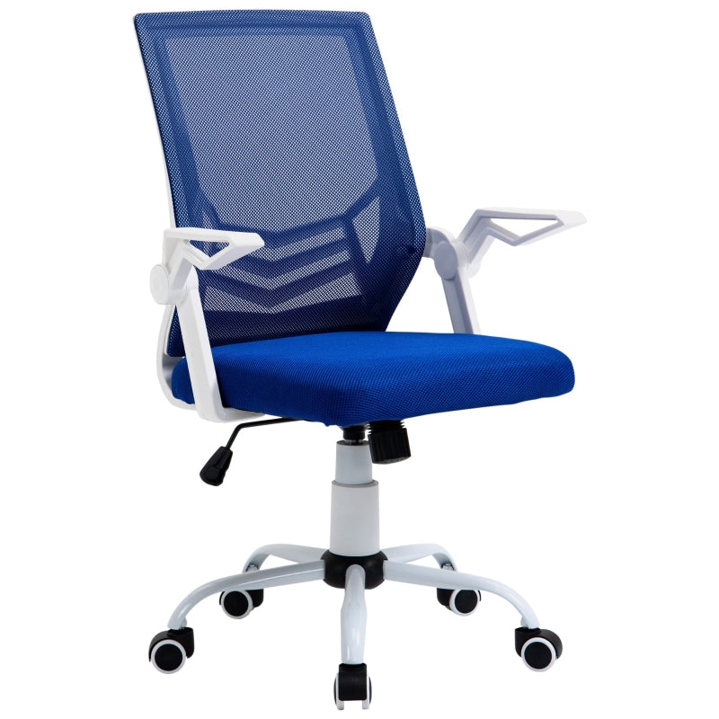 Vinsetto Cadeira de Escritório Ergonômica Giratória com Altura Ajustável Apoio para os Braços Dobrável Suporte Lombar e Encosto Transpirável 62,5x55x94-104cm Azul