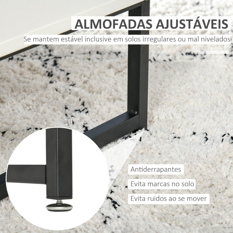 HOMCOM Mesa de Centro para Sala de Estar Mesa de Centro Moderna com Prateleira Aberta Gaveta e Pés Elevados Mesa Auxiliar para Sala de Estar Escritório 106x48x43cm Branco