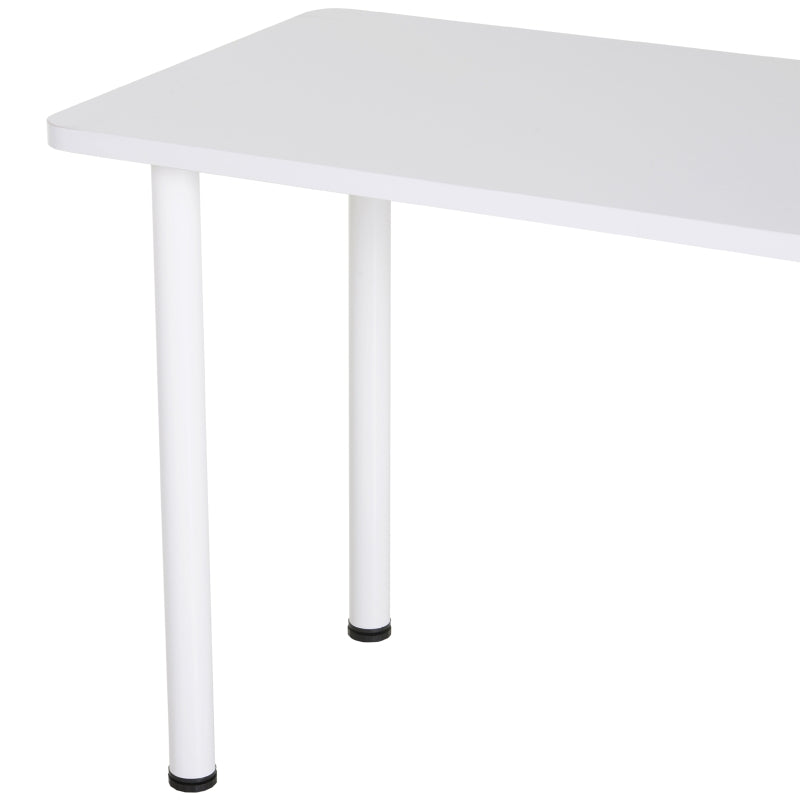 HOMCOM Mesa de Cozinha Retangular com Pés de Aço e Almofadas Ajustáveis 120x60x76cm Branco