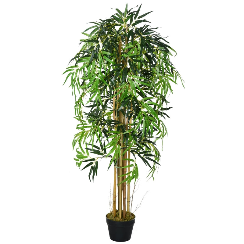 Outsunny Bambu Artificial 150cm com Vaso Decorativo Planta Sintética Realística Ø18x150 cm Verde