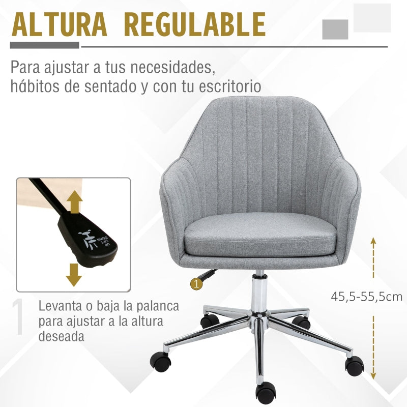 Vinsetto Cadeira de Escritório Operativa Giratória com Altura Ajustável Carga 120 kg 61x59x86-96 cm Cinza