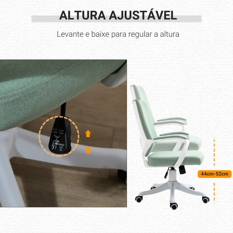 Vinsetto Cadeira de Escritório Ergonómica Giratória e com Altura Ajustável e Suporte Lombar 62x69x92-100 cm Verde